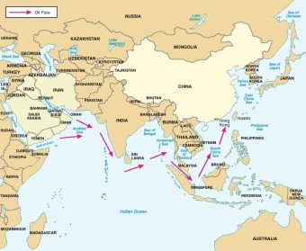 （図）日本までのシーレーン（Wikipediaより）